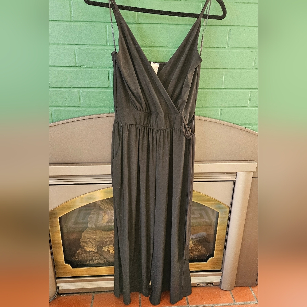 Black Sleeveless Wrap Jumpsuit